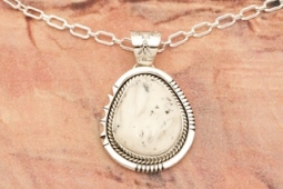 Genuine White Buffalo Turquoise Sterling Silver Pendant